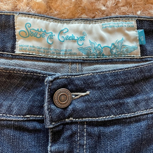 Sour n’ Cream Blue Denim Bermuda Shorts with Embroidered Patches - Picture 9 of 9